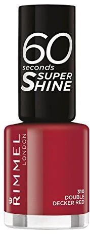 Rimmel London 60 Seconds Super Shine Nagų lakas Moterims 8 ml, 310 Double Decker Red