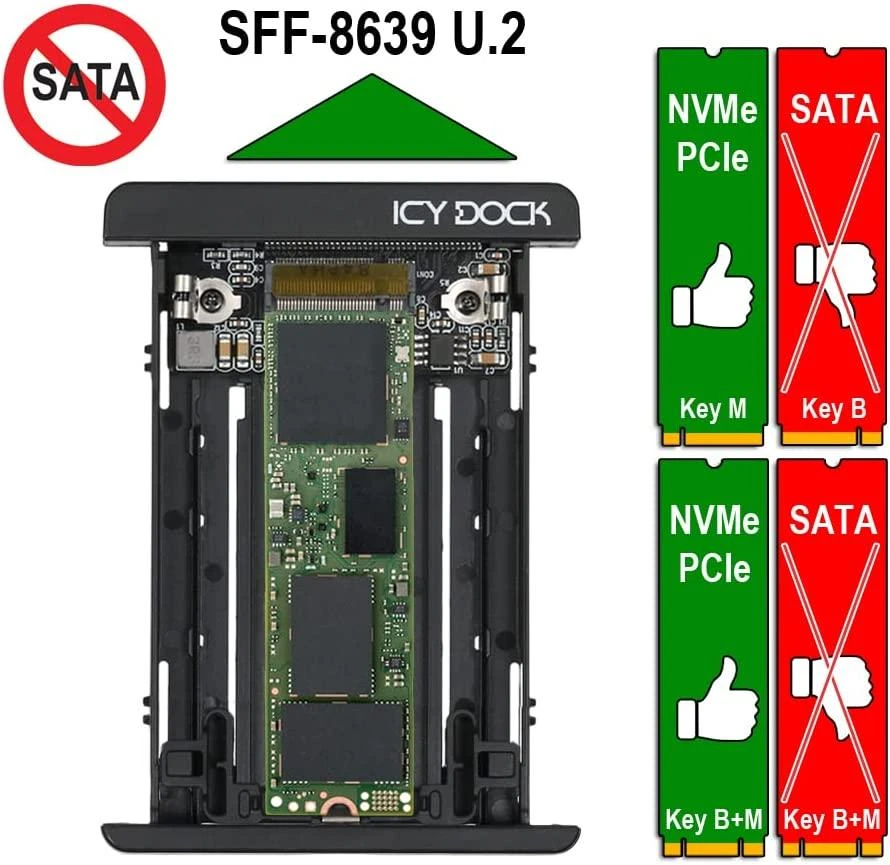 Carruzzo Icy Dock MB705M2P-B saugojimo diskų korpusas SSD korpusas Juoda M.2
