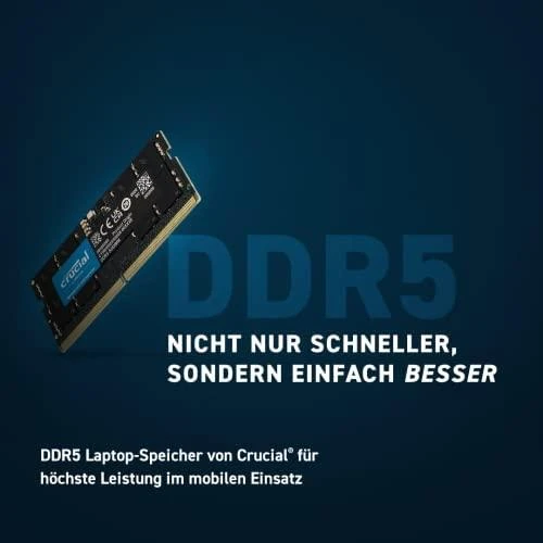 Nešiojamo kompiuterio atmintis PC atmintis Crucial Atmintis DDR5 SODIMM 16GB / 4800 CL40 (16Gbit)