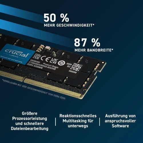 Nešiojamo kompiuterio atmintis PC atmintis Crucial Atmintis DDR5 SODIMM 16GB / 4800 CL40 (16Gbit)