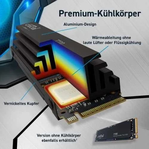 „Crucial T700 M.2 PCI-e 5.0 NVMe 4TB“ radiatorius