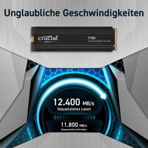 „Crucial T700 M.2 PCI-e 5.0 NVMe 4TB“ radiatorius