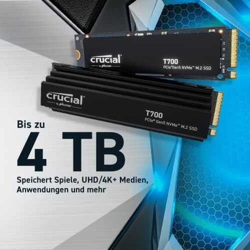 „Crucial T700 M.2 PCI-e 5.0 NVMe 4TB“ radiatorius