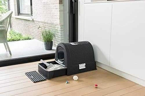 Curver Rattan tualetas katėms grafito spalvos 51x39x39cm