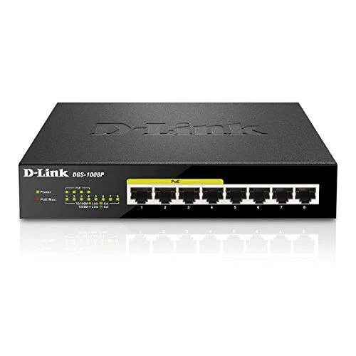 Šakotuvas Komutatorius D-Link 8x10 / 100 / 1000Mbps RJ45, 4xPoE, 52W, / DGS-1008P
