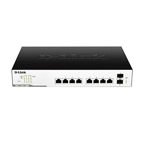 Šakotuvas D-Link jungiklis DGS-1210-10MP žiniatinklio valdymas, stalinis kompiuteris, 1 Gbps (RJ-45) jungčių kiekis 8, SFP jungčių kiekis 2, PoE+ jungčių kiekis 8, maitinimo tipas vienvietis