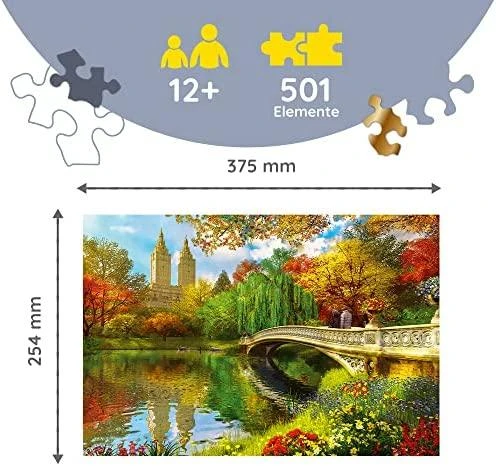 Trefl Medinė dėlionė 500+1 vnt. - Manhetenas, Centrinis parkas