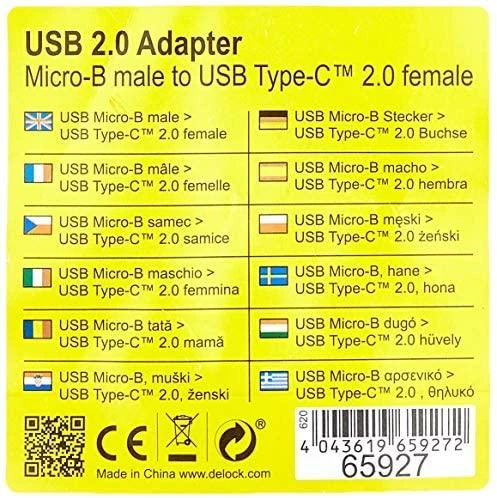 Delock Adapteris USB 2.0 Micro-B vyriai su USB Type-C™ 2.0 moterišku antracitu