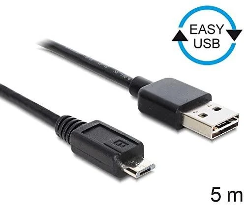 Delock Cable EASY-USB 2.0 Type-A kištukas > USB 2.0 Type Micro-B kištukas 5 m juodas