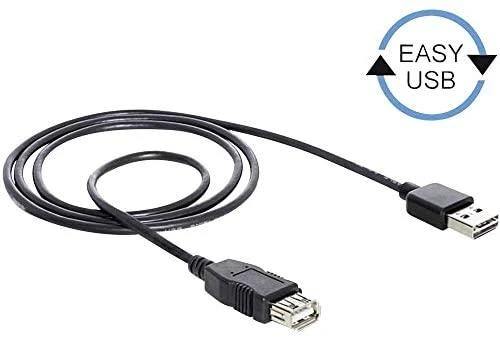 DELOCK kabelis EASY-USB 2.0-A kištukas > USB 2.0-A moteriškas prailginimas 1 m