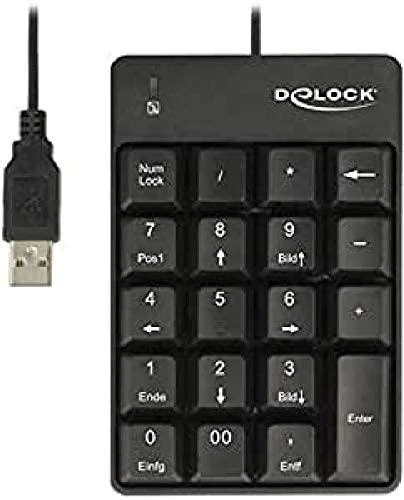 DELOCK USB klaviatūra 19 klavišų juodos spalvos