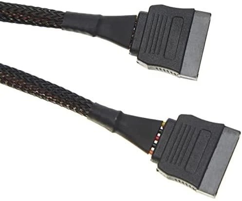 Delock SATA 15 kontaktų - SATA 15 kontaktų x2, 0,2 m, Juodas (60135)
