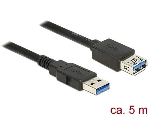 DELOCK ilgintuvas USB 3.0 Type-A male > USB 3.0 Type-A Mother 5.0 m juodas