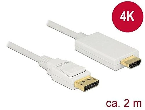 DELOCK Cable Displayport 1.2 male > High Speed HDMI-A pasyvus 4K 2 m baltas