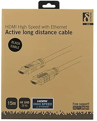 Deltaco HDMI aktyvus kabelis – 15m ilgio pakuotė