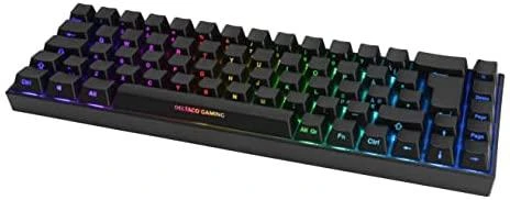 Bevielė 65% klaviatūra DELTACO GAMING DK440R priekiniai lazeriniai klavišai, RGB, Kailh Raudona, N klavišo apvertimas, JK išdėstymas, rožinė / RGB / GAM-100-UK