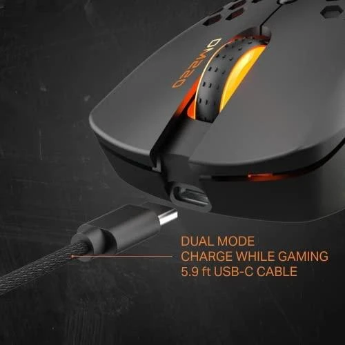Belaidė itin lengva žaidimų pelė DELTACO GAMING DM220, 70g svorio, RGB, SPCP6651, 400-6400 DPI, 1000 Hz, juoda / GAM-120