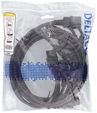 DELTACO IEC C14 - 5x IEC C13 maitinimo laidas, 3m, 10A / 250V, Y-Splitter, DEL-113E