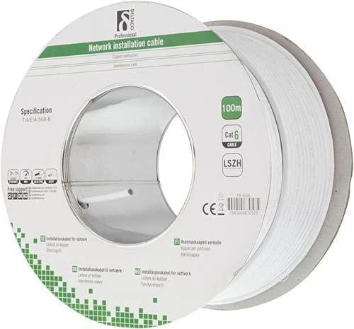 UTP Cat6 Kabelis DELTACO, 100m, baltas / TP-45H