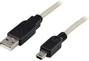 Kabelis DELTACO USB 2.0 "A-mini B", 1.0m, baltas-juodas / USB-24
