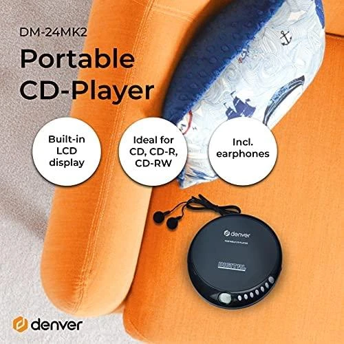 Denver DM-24MK2 Nešiojamas kompaktinių diskų grotuvas Juoda, Pilka