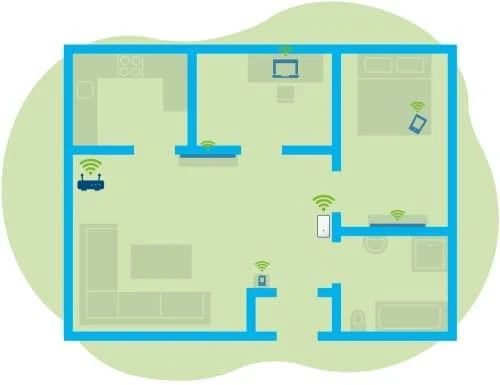 Maršrutizatorius devolo WiFi 5 kartotuvas 1200 AC1200 dvijuostis, 1x Fast Ethernet prievadas