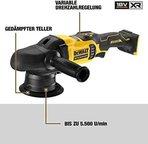 DeWalt Akumuliatorinis poliruoklis DCM848N 18 V, 125mm, be akumuliatoriaus ir kroviklio