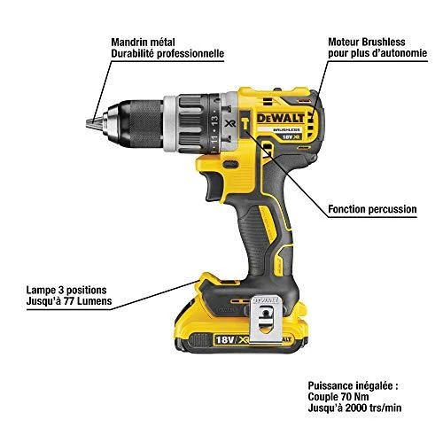 Smūginis suktuvas - gręžtuvas DeWalt DCD796D2-QW, 18V, 70Nm, 2x2.0Ah