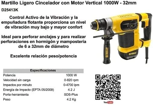 DeWalt perforatorius D25413K SDS+, 1000 W, 4.2J, 4.2kg