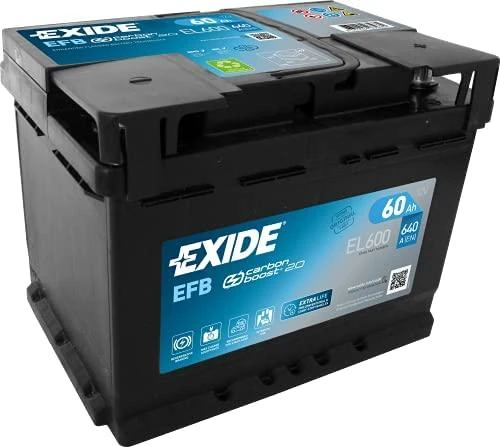 EXIDE EL600 EFB 60Ah 640A (EN) 12V akumuliatorius