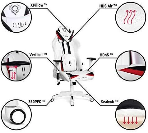 Diablo Chairs Diablo X-Ray 2.0 King Size Juodas-Baltas ergonominė kėdė