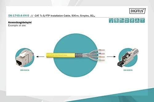 Digitus Kabelis teleinformatyczny S/FTP kat.7A LS0H drut geltona B2ca DK-1745-A-VH-5 /500m/