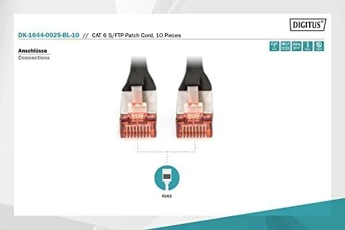 „Digitus Patchcord CAT 6 S/FTP“, 0,25 m, 10 vnt (DK-1644-0025-BL-10)