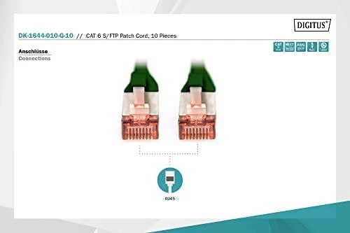 Digitus Patchcord CAT6, S-FTP, 1m, 10 vnt (DK-1644-010-G-10)