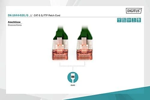 DIGITUS SFTP LAN cable, patch 6 cat, 2.0m, žalias, 2xRJ45, DK-1644-020/G