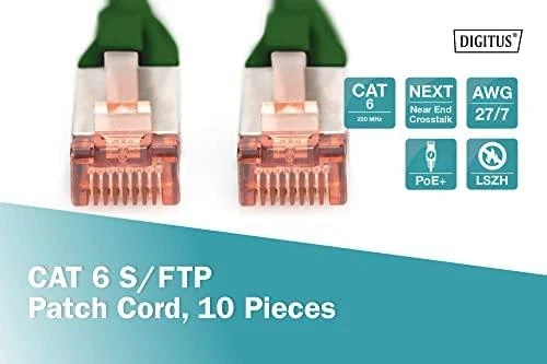 Digitus Patchcord CAT6, S-FTP, 1m, 10 vnt (DK-1644-010-G-10)