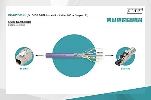 Digitus Skaitmenas | Montavimo kabelis | CAT 6 F-UTP | Violetinė