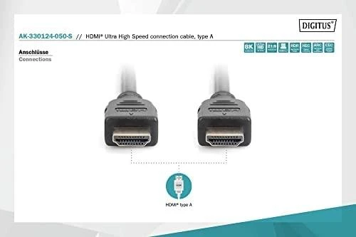 HDMI 8K kabelio jungtys su technine schema