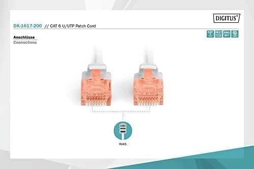 Assmann Electronic DIGITUS CAT 6 U-UTP patch kabelis Cu LSZH AWG 26/7 ilgio 20m spalvotas pilkas