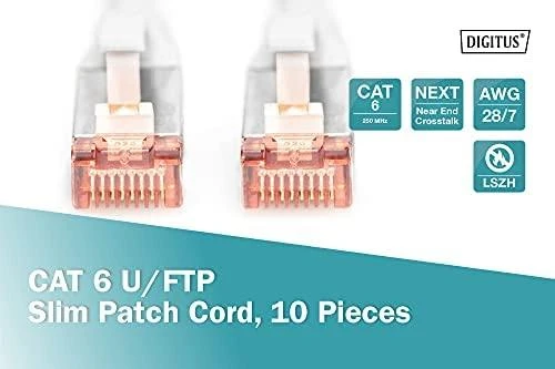 Digitus CAT 6 U/FTP Slim kabelis patchowy 10m pilka (DK-1624-100S)