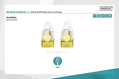 Digitus DIGITUS CAT 6A S/FTP kabelis patchowy, 10 vnt, 0,25m, pilka