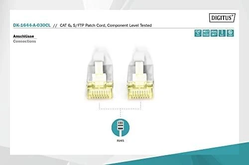 „Digitus CAT 6A S/FTP“ jungiamasis kabelis, testuotas komponentų lygmenyje (DK-1644-A-030CL)