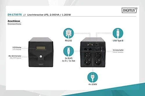 Assmann Electronic Nepertraukiamo maitinimo šaltinis DIGITUS DN-170076 (stacionarus, 2000VA)