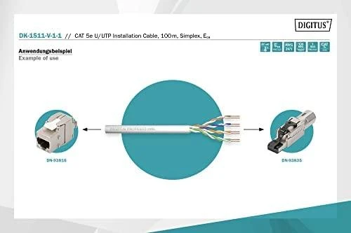 Assmann Electronic Kabelis U/UTP kat.5E Digitus AWG 24/1 pilkas 100m, 15 LGW
