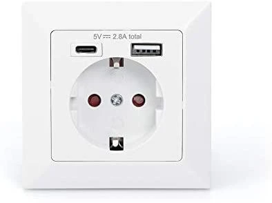 Digitus Skaitmenas | Apsauginis kištukas, skirtas montuoti įleidžiamas, su 1 x USB Type-C, 1 x USB A