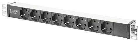 Assmann Electronic DIGITUS 19inch Outlet stripe aliuminio 8x Schuko juodas 16A 4000W In 1x Schuko incl.metal mount kit