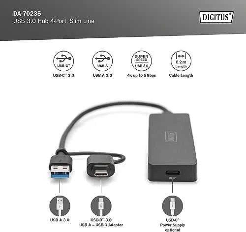 DIGITUS USB 3.0 šakotuvas su technine schema