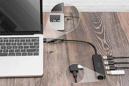 „Digitus Hub“ USB 3.0/4 prievadų „SlimLine USB A Hub“ + USB-C adapteris 1,2 m 5 Gbps, USB-C maitinimo jungtis