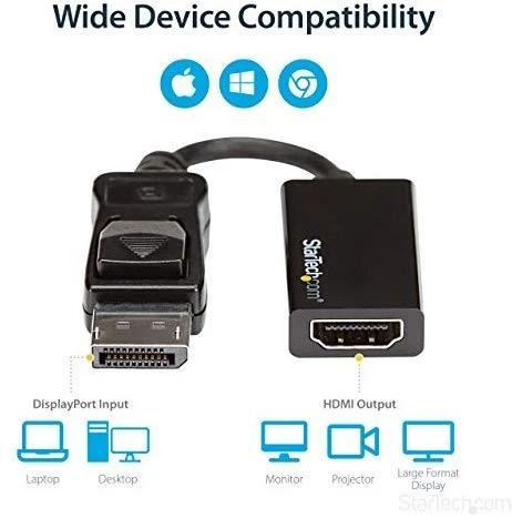 StarTech DP2HD4K60S DisplayPort aktyvusis adapteris 1x DP 1.4 kištukas iki 1x HDMI 2.0 A motelis