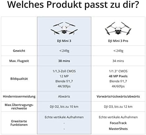 Dronas DJI Mini 3 Fly More Combo su DJI RC valdymo pultu ir papildomais aksesuarais